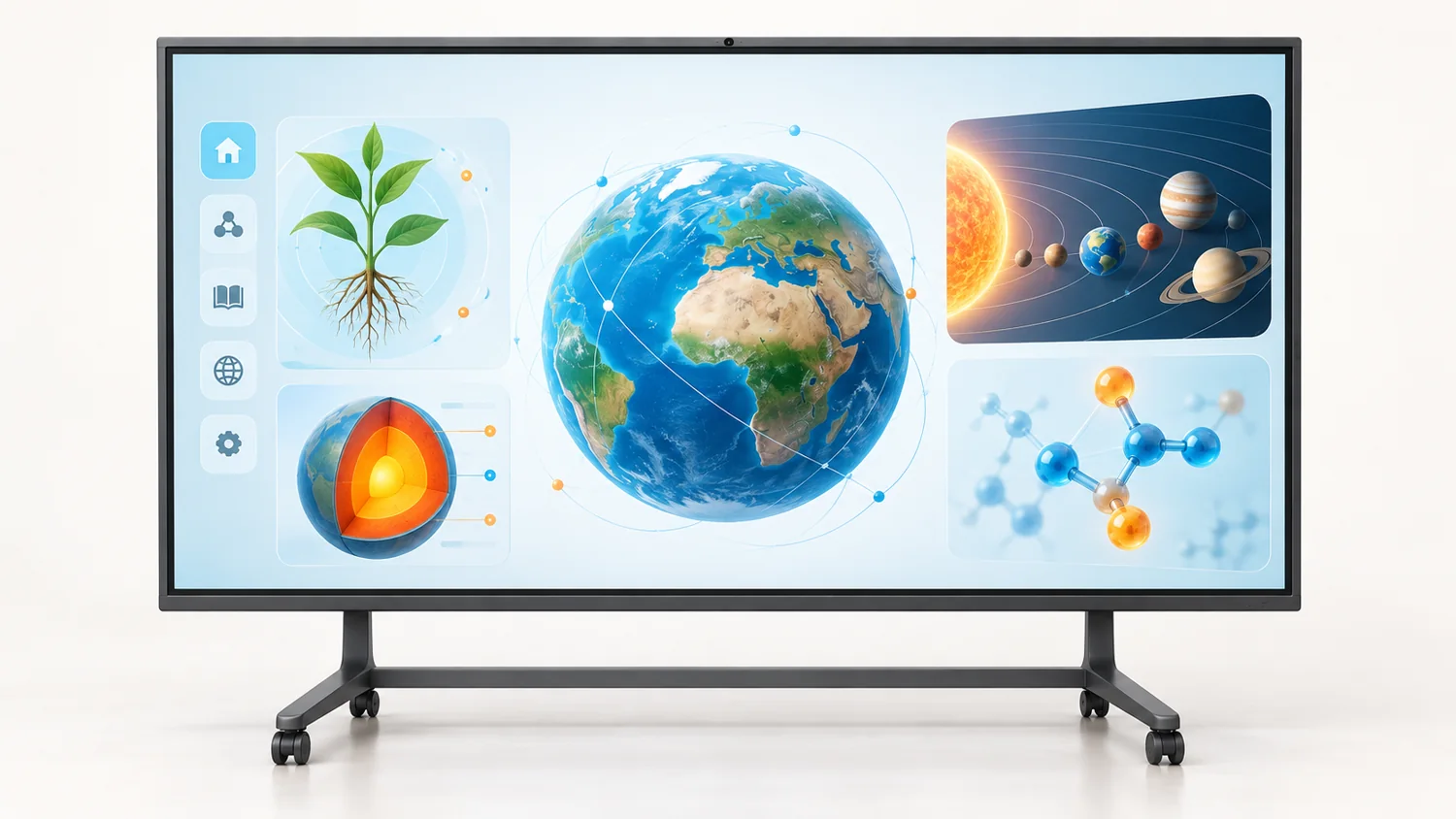 Panel interactivo de gran formato con contenido educativo